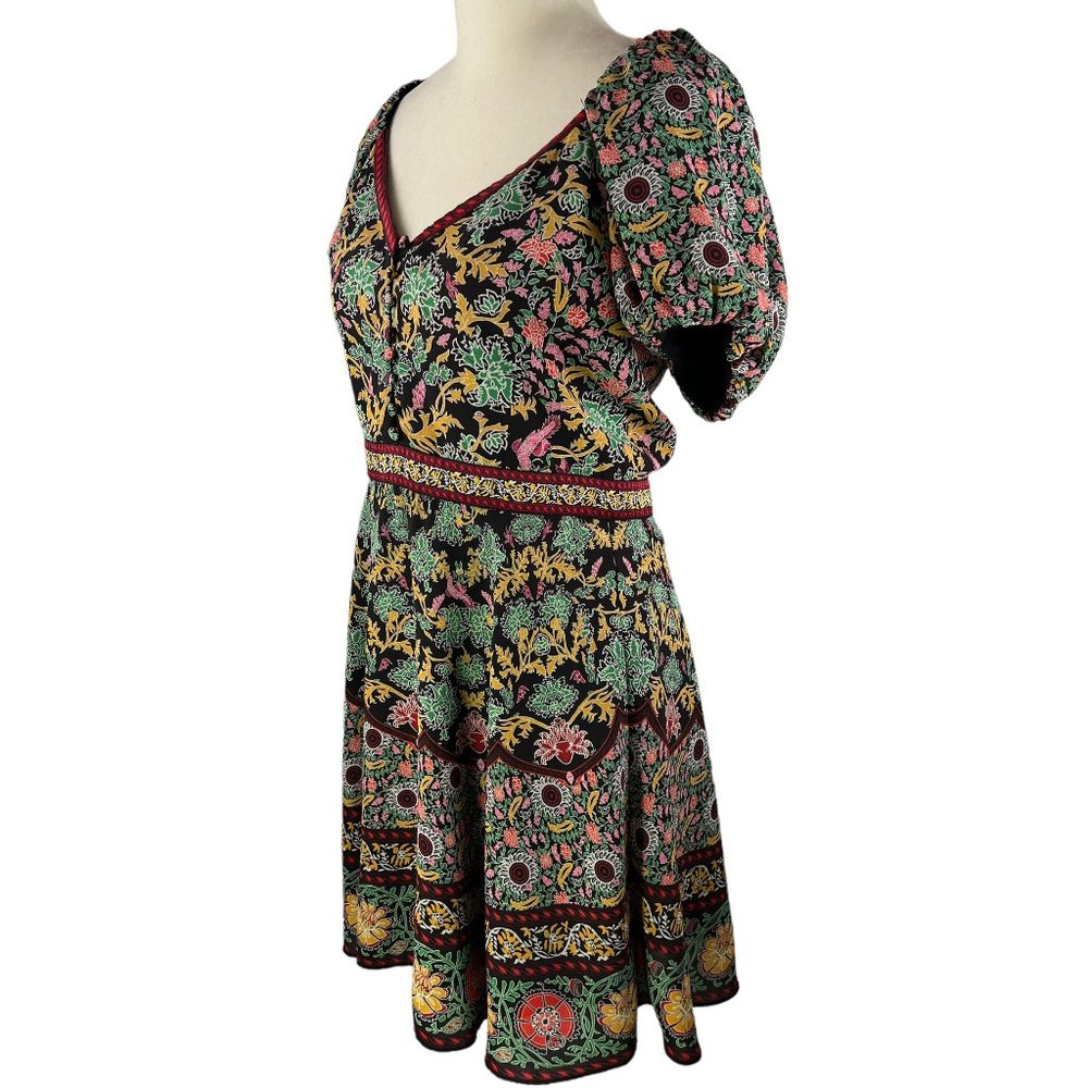 Alice & Olivia Dana Floral Print Crepe Mini Dress Size 6 - Picture 6 of 14